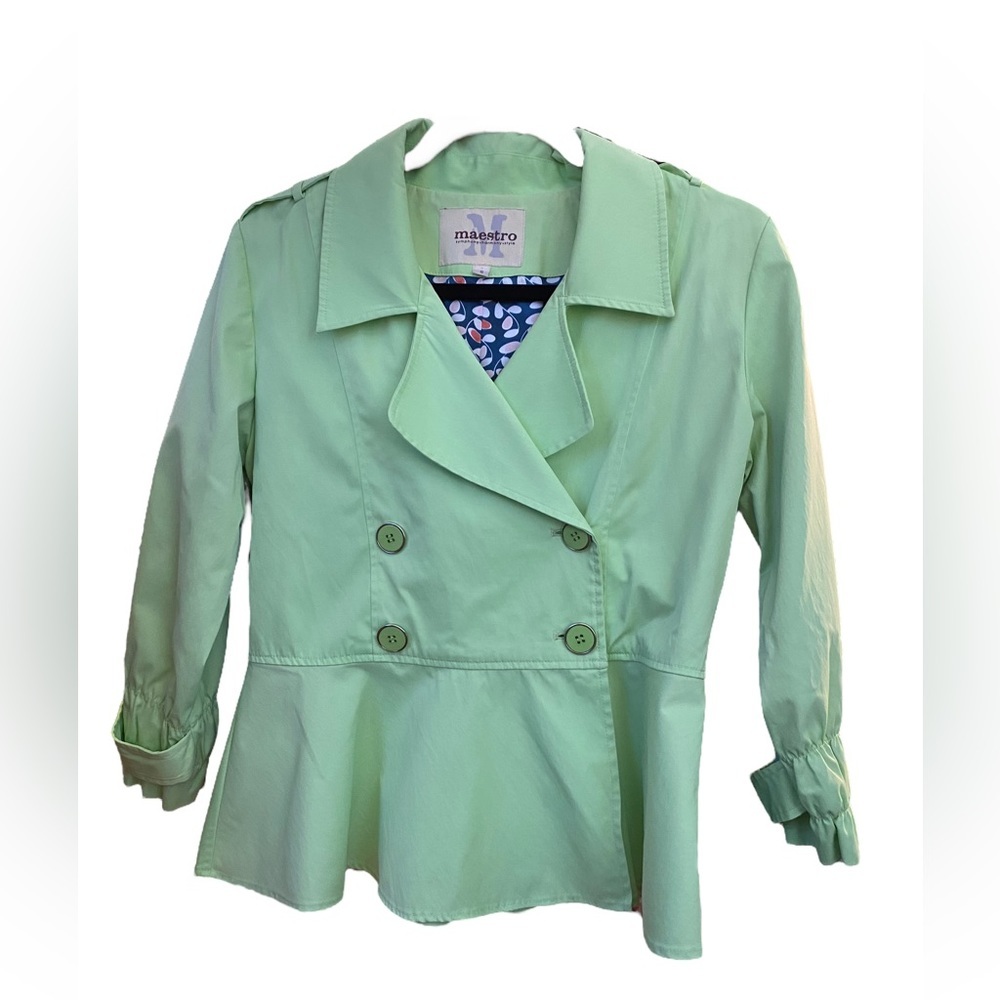 Maestro Green Botton Peplum Blazer Jacket Woman’s Size S